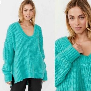 Free People Blue Bell Scoop Neck Oversized Sweater
